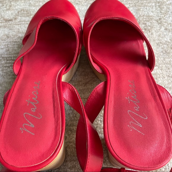 Matisse Free People Red Vegan Leather Heel Platform Clogs 10 - Picture 7 of 11